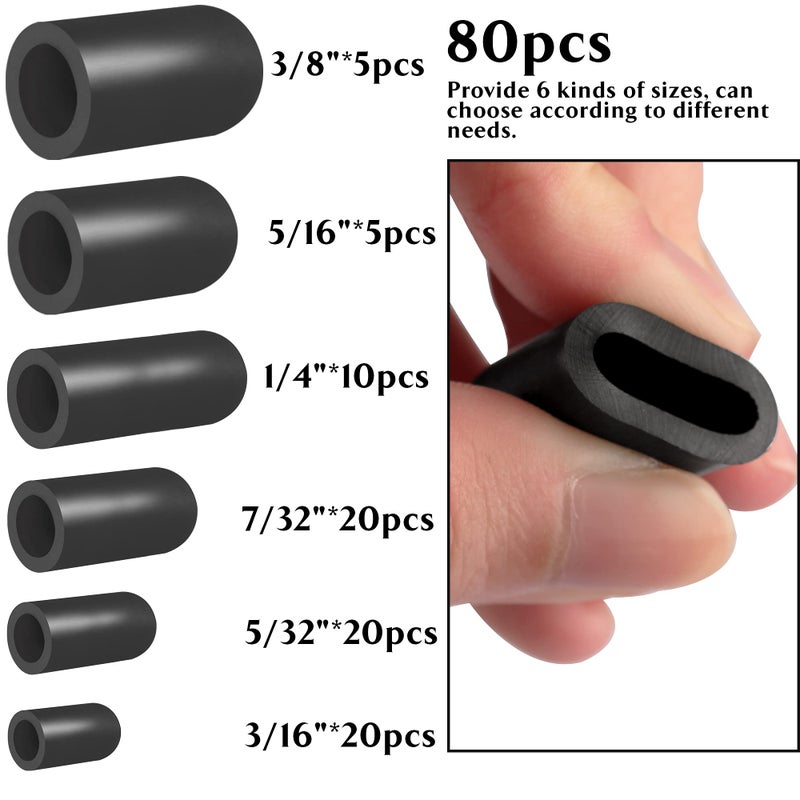 BUIYLV 80PCS Vacuum Hose Caps  Connector Assortment 6 Sizes Black Rubber Cap  Automotive Topomatic Replacement Parts for Carburetor Vacuum Plugs  Intake Manifold Vacuum Fitting - Image 3